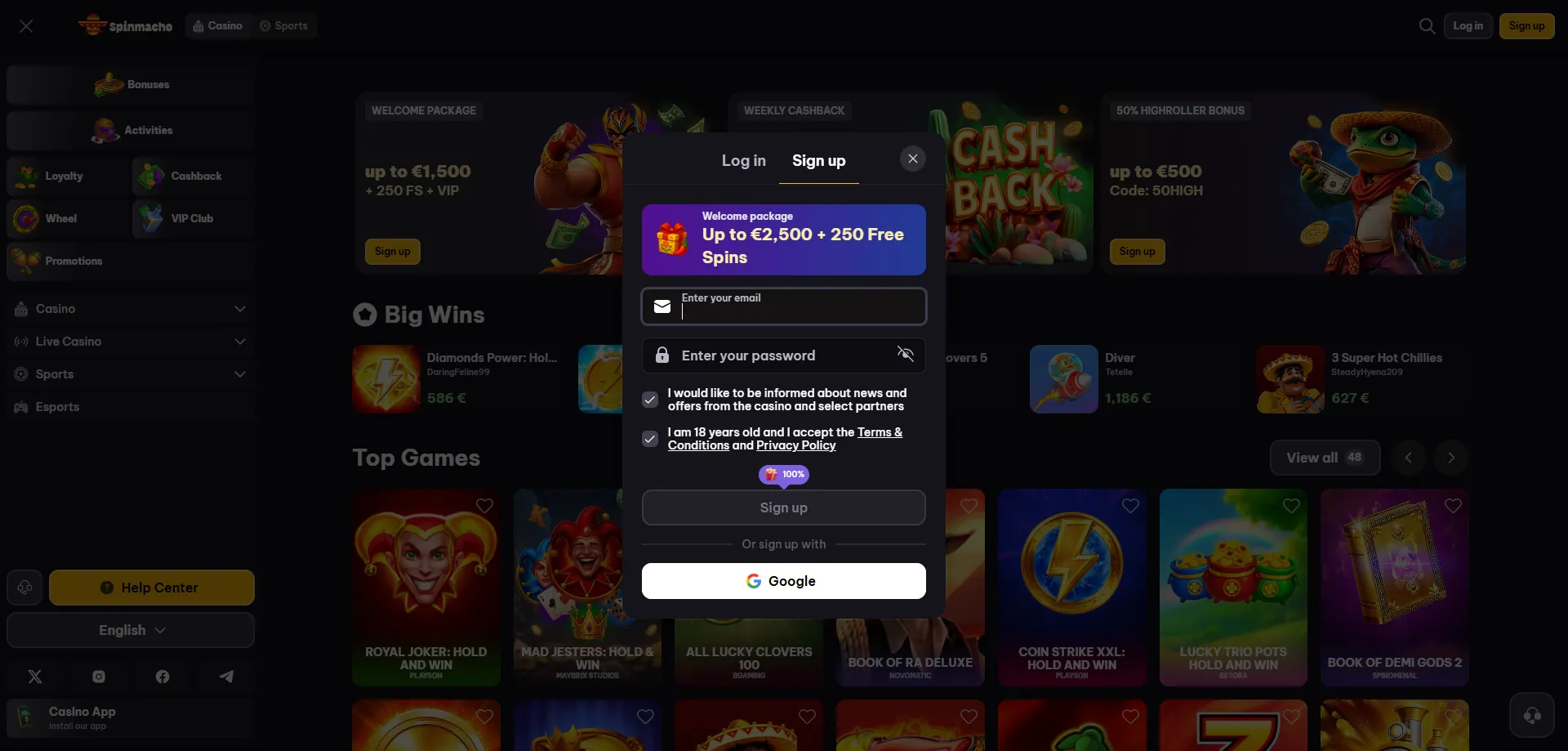 spinmacho-register Registrazione su SpinMacho Casino — crea account in pochi minuti