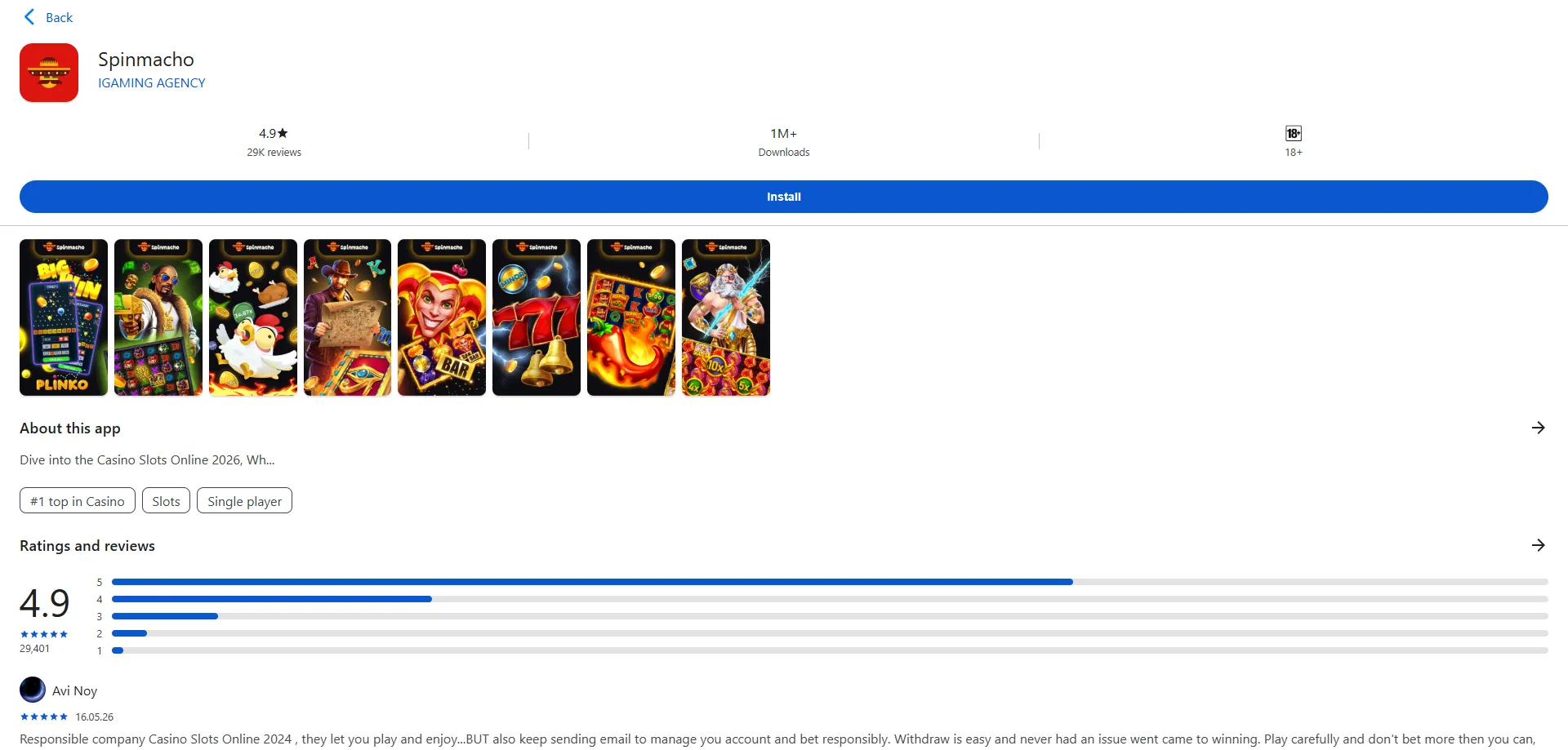SpinMacho Casino app mobile Android iOS — scarica gratis